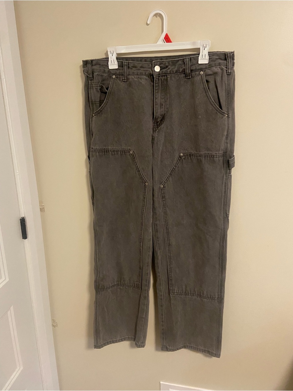 Men's Double Knee Gray Utility Pants
